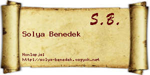 Solya Benedek névjegykártya